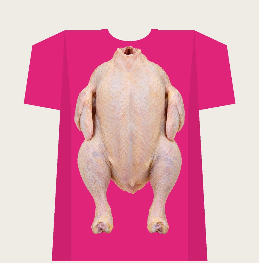 RAW CHICKEN on a heliconia tee
