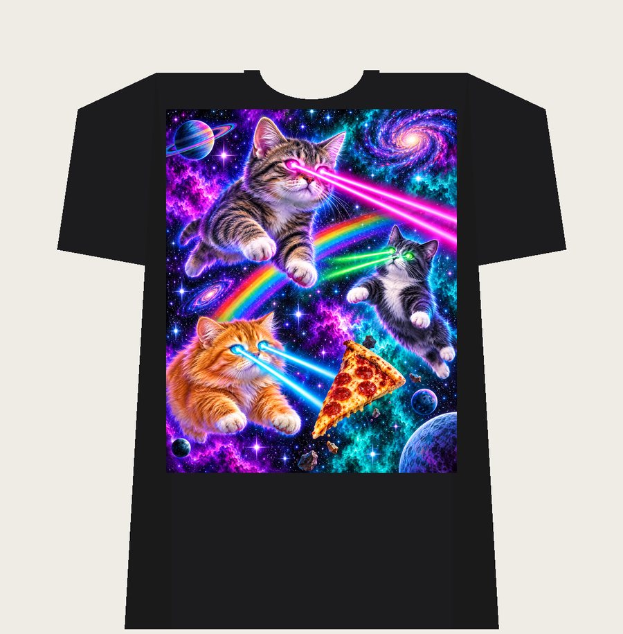 GALAXY CATS on a black tee