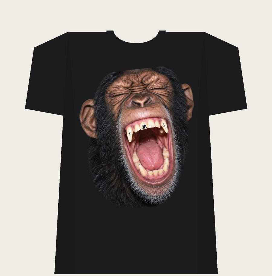 THE MONKEY on a black tee