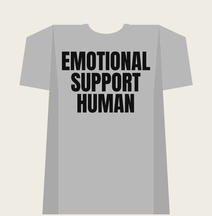 EMOTIONAL SUPPORT HUMAN on a sport grey tee