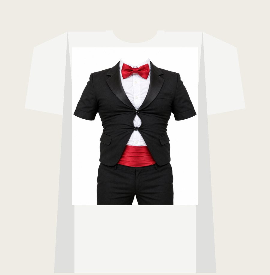 THE KIDS' TUXEDO on a white tee