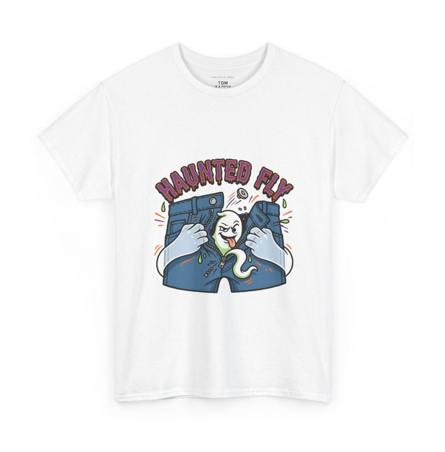 Haunted Fly on a white tee