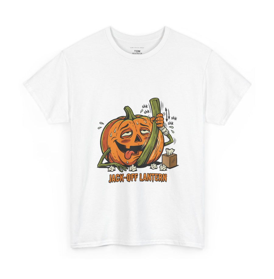 Jack Off Lantern on a white tee