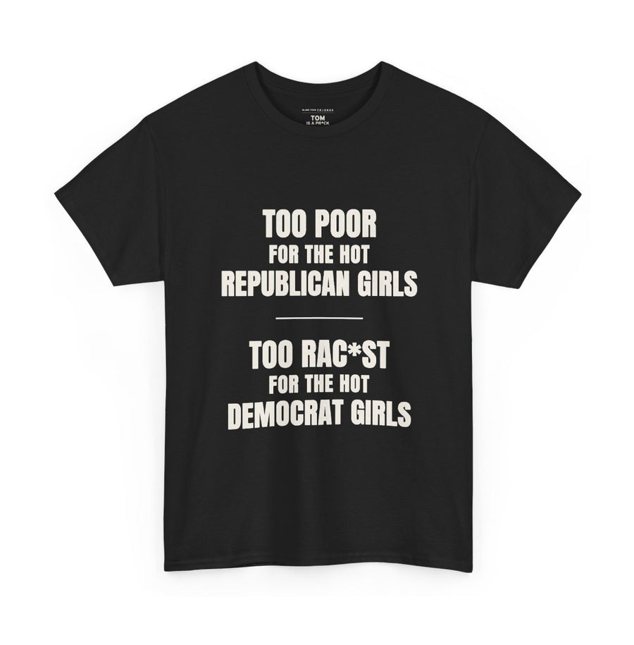 Republican / Democrat on a black tee